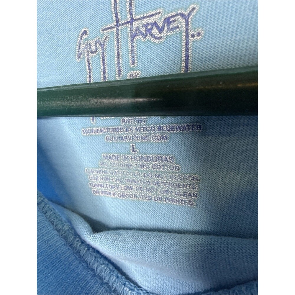 Guy Harvey Shirt Mens Large Blue Pocket Graphic Tee Gulf Of Mexico Sea Turtles F - Picture 5 of 5